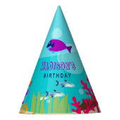 海カラフル海獣子供の誕生日 パーティーハット (正面)