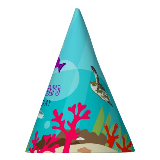 海カラフル海獣子供の誕生日 パーティーハット (右)