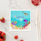 海カラフル海獣赤ちゃんシャワー スタンダードカクテルナプキン (インサイチュ)