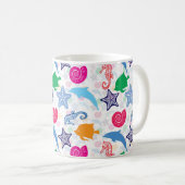 海カラフル獣イラストレーション模様 コーヒーマグカップ (正面右)