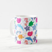 海カラフル獣イラストレーション模様 コーヒーマグカップ (正面左)
