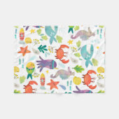 海カラフル獣シームレスパターン フリースブランケット (正面(横))