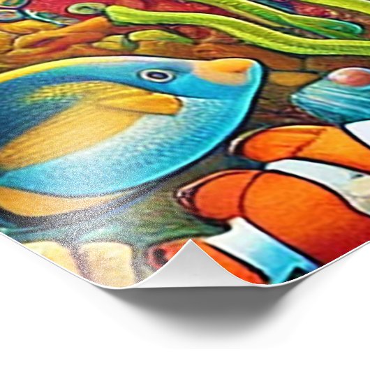 海カラフル生をテーマにした水中シーン フォトプリント (角)