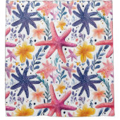 海カラフル生ヒトデ シャワーカーテン (正面)