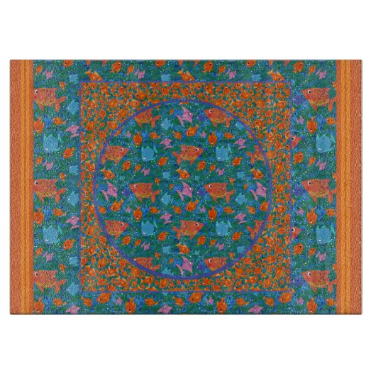 海カラフル硝子のおもしろい カッティングボード (正面)