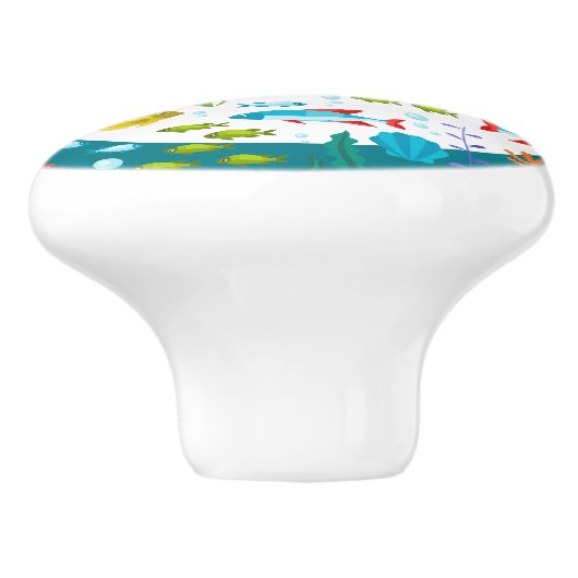 海カラフル航海の動植物の模様 セラミックノブ (側面)