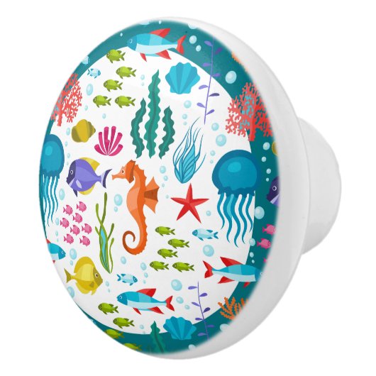 海カラフル航海の動植物の模様 セラミックノブ (右)