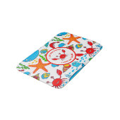 海カラフル蟹のモチーフをした海の生物パターン バスマット (アングル)