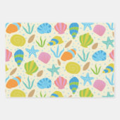 海カラフル辺の貝類とヒトデ ラッピングペーパーシート (正面3)