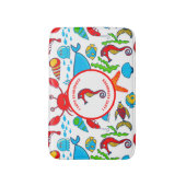 海カラフル馬をモチーフにした海の生き物パターン バスマット (正面縦)