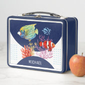 海カラフル魚の海の生パーソナライズされた命名 メタルランチボックス (インサイチュ)