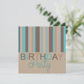 海カラーストライプズ誕生日パーティーへの招待 招待状 (スタンド正面)