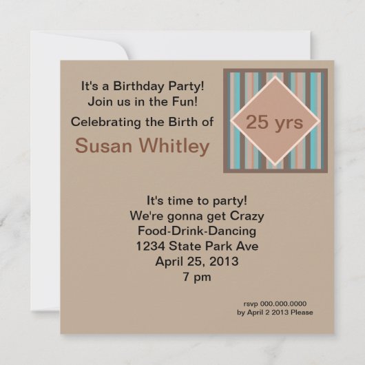 海カラーストライプズ誕生日パーティーへの招待 招待状 (裏面)