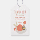 海ガニ。航海の子供の誕生日パーティー感謝していユー ギフトタグ (正面)