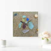 海ガラスのグループ スクエア壁時計 (ホーム)