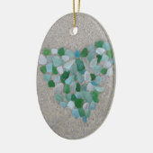 海ガラスのハート セラミックオーナメント (左)