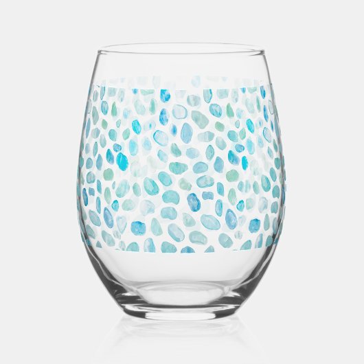 海ガラスのパタ絵を描ーン沿岸ワイングラス ステムなしワイングラス (正面)
