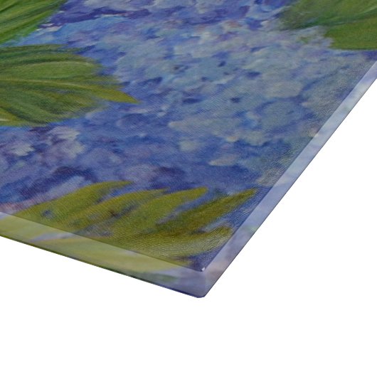 海ガラスの切り板のそばのあじさい カッティングボード (角)