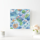 海ガラスの時計 スクエア壁時計 (ホーム)