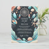 海ガラスの積み上げ米国の部族アクアサンド結婚作業 招待状 (スタンド正面)