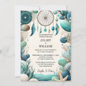 海ガラスの積み重ねによるトライバルアクアサンド結婚の作品 招待状 (正面)