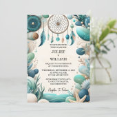 海ガラスの積み重ねによるトライバルアクアサンド結婚の作品 招待状 (スタンド正面)