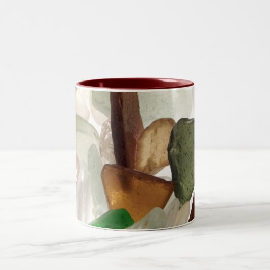 海ガラスまたはビーチのガラスコーヒーまたは茶マグ ツートーンマグカップ (中央)