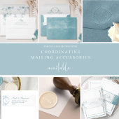 海ガラスモノグラム、水彩結婚式のレセプション エンクロージャーカード