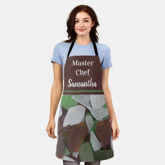 海ガラス写真海財宝マスターシェフ エプロン (着用した状態)