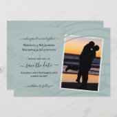 海ガラス音楽ノート写真ウェディング日付を保存 セーブザデート (正面/裏面)