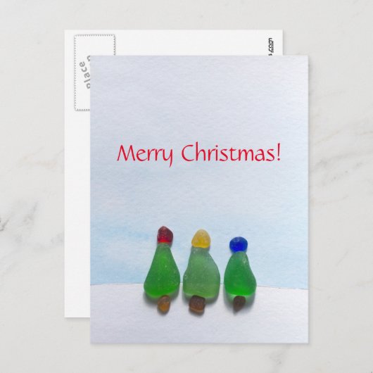 海ガラス、ビーチのガラスクリスマスの郵便はがき シーズンポストカード (正面/裏面)
