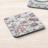 海ガラス、ビーチガラスピンク陶器の写真のコースター コースター (左側)