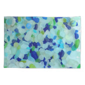 海ガラス、ビーチ陶器のコバルトブルーの水の緑 枕カバー (裏面-左)