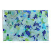 海ガラス、ビーチ陶器のコバルトブルーの水の緑 枕カバー (裏面-右)