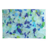 海ガラス、ビーチ陶器のコバルトブルーの水の緑 枕カバー (正面左)