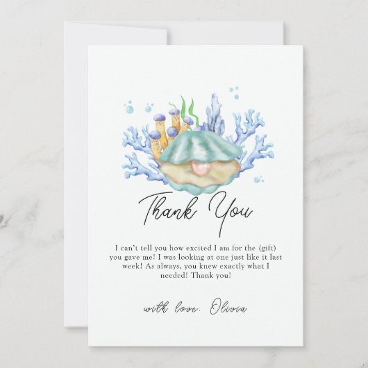 海ガーリー真珠の海の赤ちゃんシャワー サンキューカード (正面)
