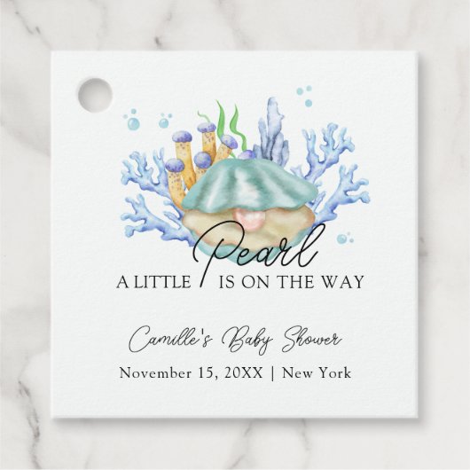 海ガーリー真珠の海の赤ちゃんシャワー フェイバータグ (正面)
