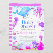 海ガールベビーシャワー 招待状 (正面/裏面)