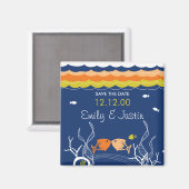 海キスをするの下の魚とサンゴの日付を保存 マグネット (正面/裏面)