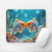 海キスをするバブル付きハート マウスパッド (マウス)