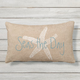 海キャンバスの一見の日のヴィンテージのヒトデ アウトドアクッション