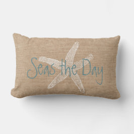 海キャンバスの一見の日のヴィンテージのヒトデ ランバークッション