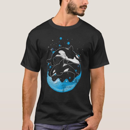 海キラーホエールオルカスワ Tシャツ (正面)
