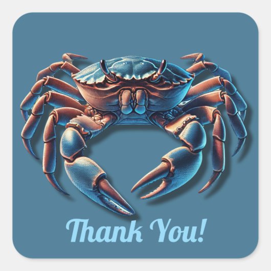 海キングカニありがとう スクエアシール (正面)