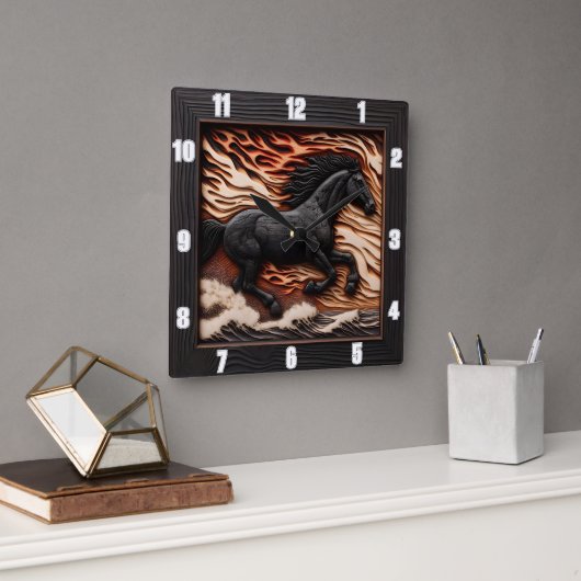 海ギャロップ時ウマ科の間:電波時計 スクエア壁時計 (オフィス)