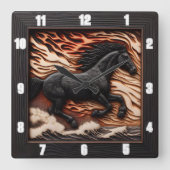 海ギャロップ時ウマ科の間:電波時計 スクエア壁時計 (正面)