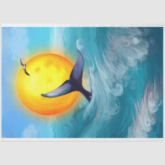 海クジラの水色の切り離し 薄葉紙 (正面)