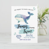 海クジラ誕生日招待状ブルーマリンスプラッシュ 招待状 (スタンド正面)