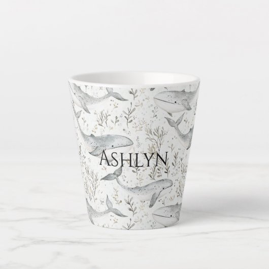 海クジラ赤ちゃんシャワー カフェラテマグ (正面)