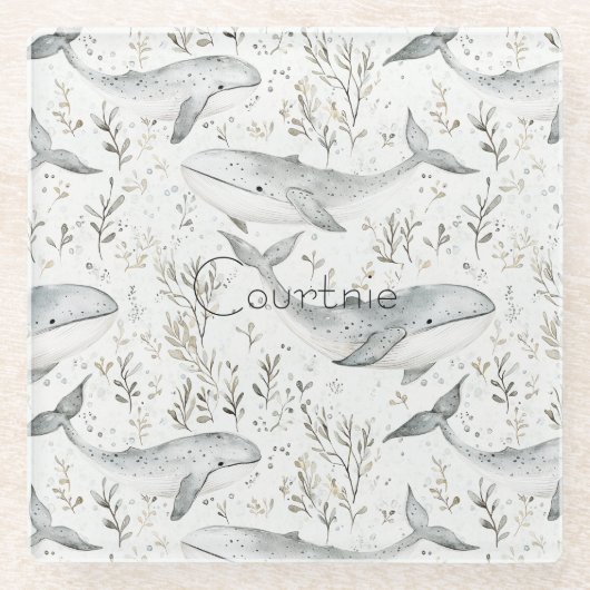 海クジラ ガラスコースター (正面)